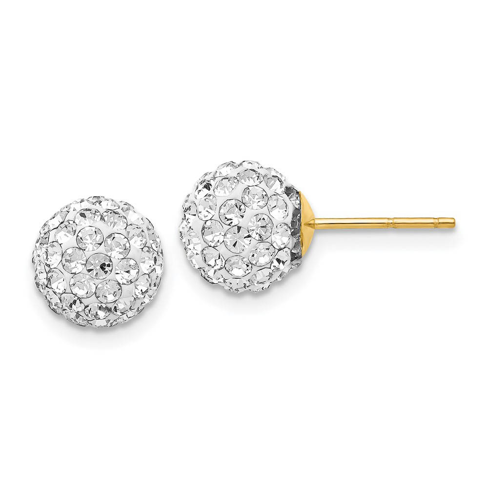 8mm Crystal Ball Earrings with a 14k Yellow Gold Post