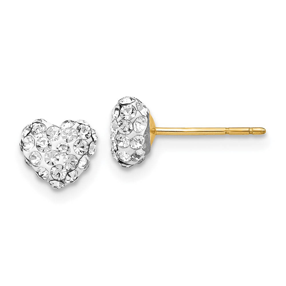 6mm Crystal Heart Earrings with a 14k Yellow Gold Post