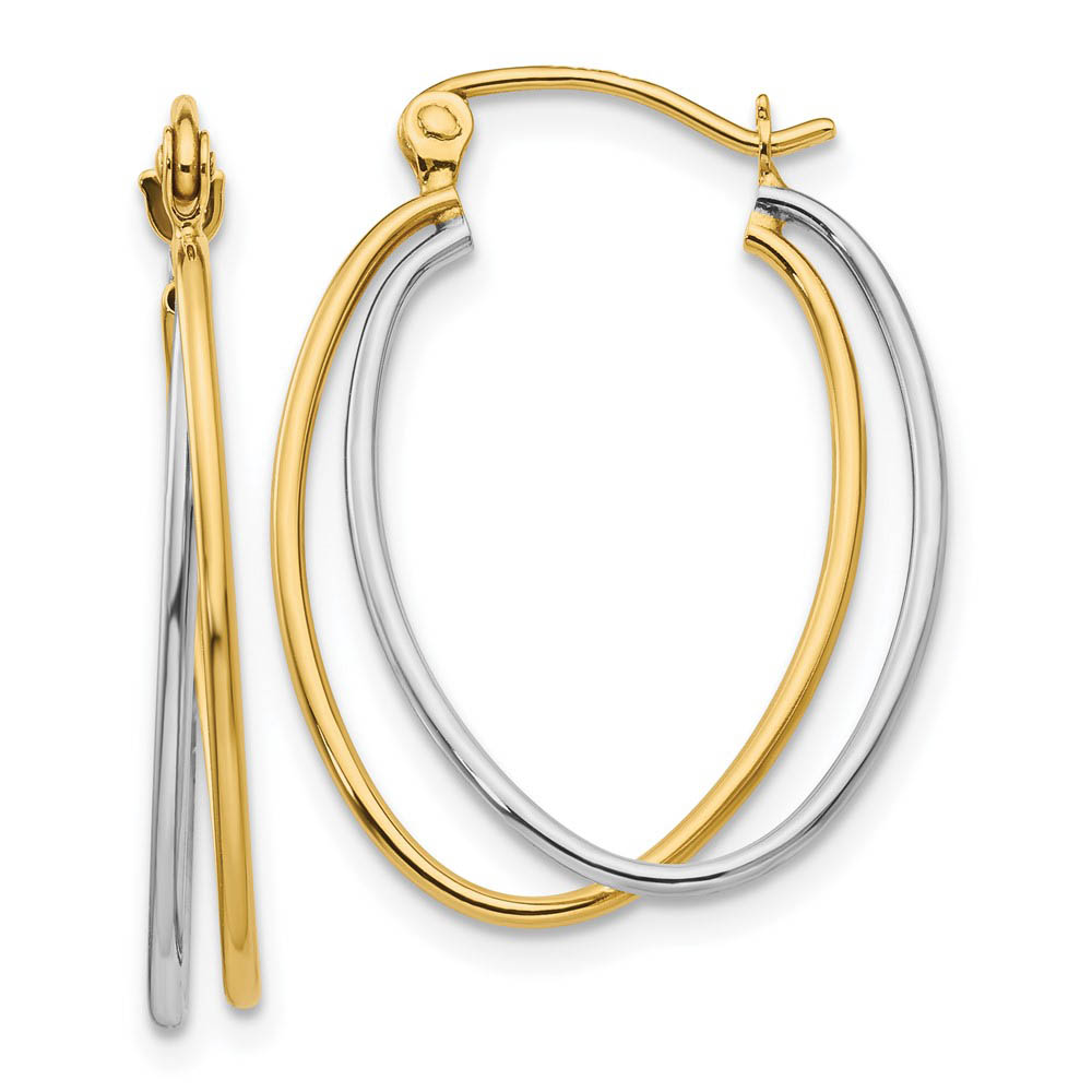 Double Oval Hoop Earrings in 14k Two Tone Gold