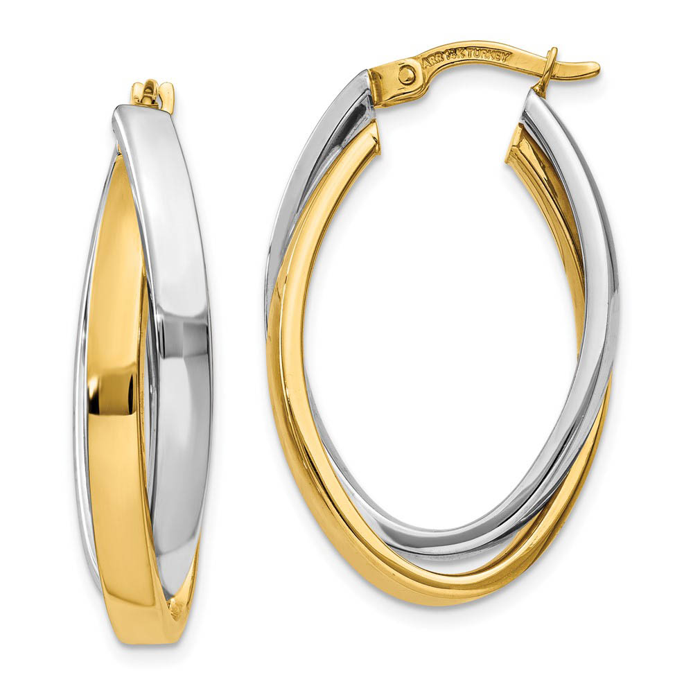 Crossover Oval Hoop Earrings in 14k Two-tone Gold