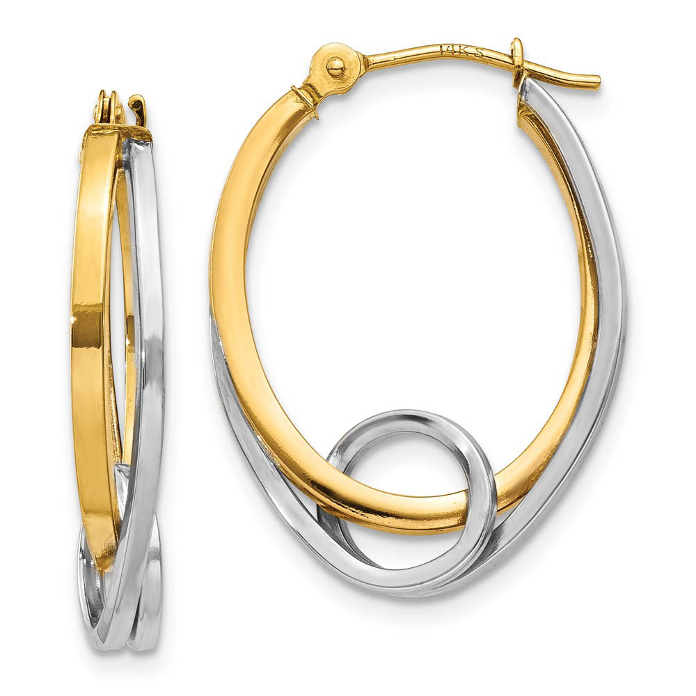 Double Oval Hoops with a Loop in 14k Two-tone Gold