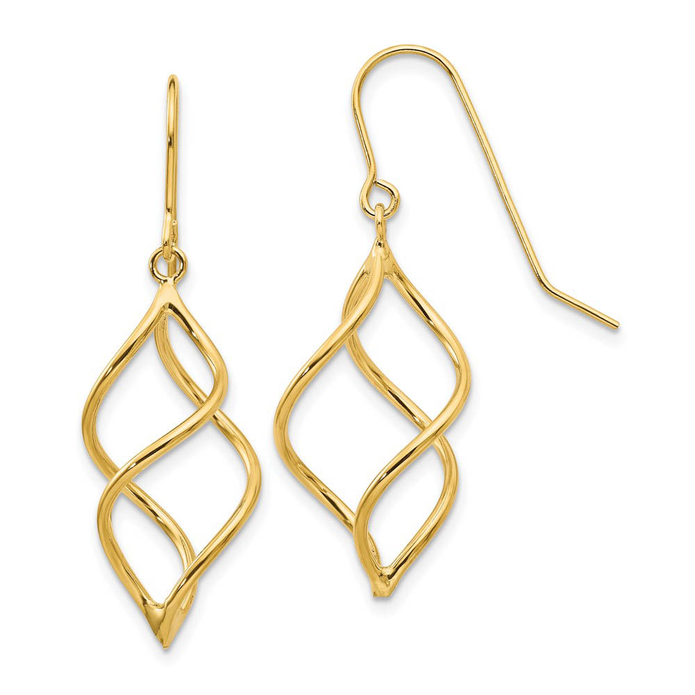 Short Twisted Dangle Earrings in 14k Yellow Gold