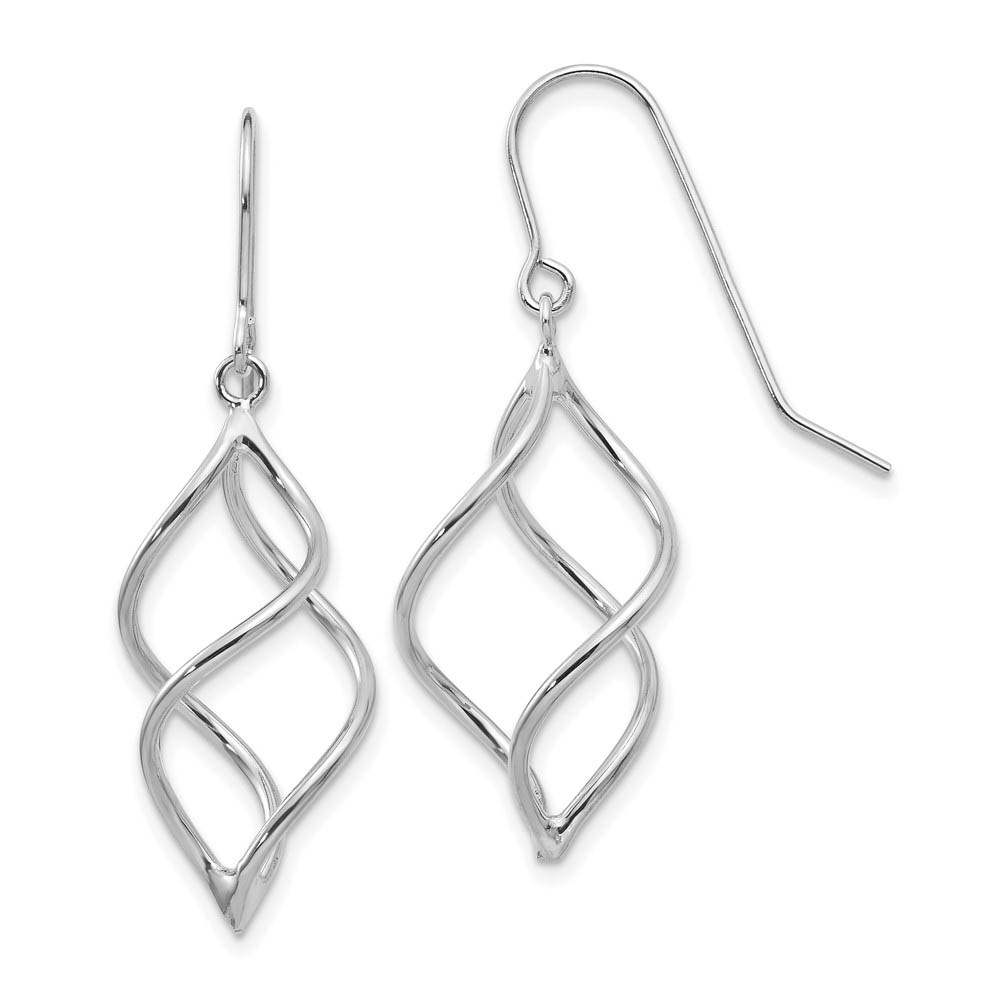 Short Twisted Dangle Earrings in 14k White Gold