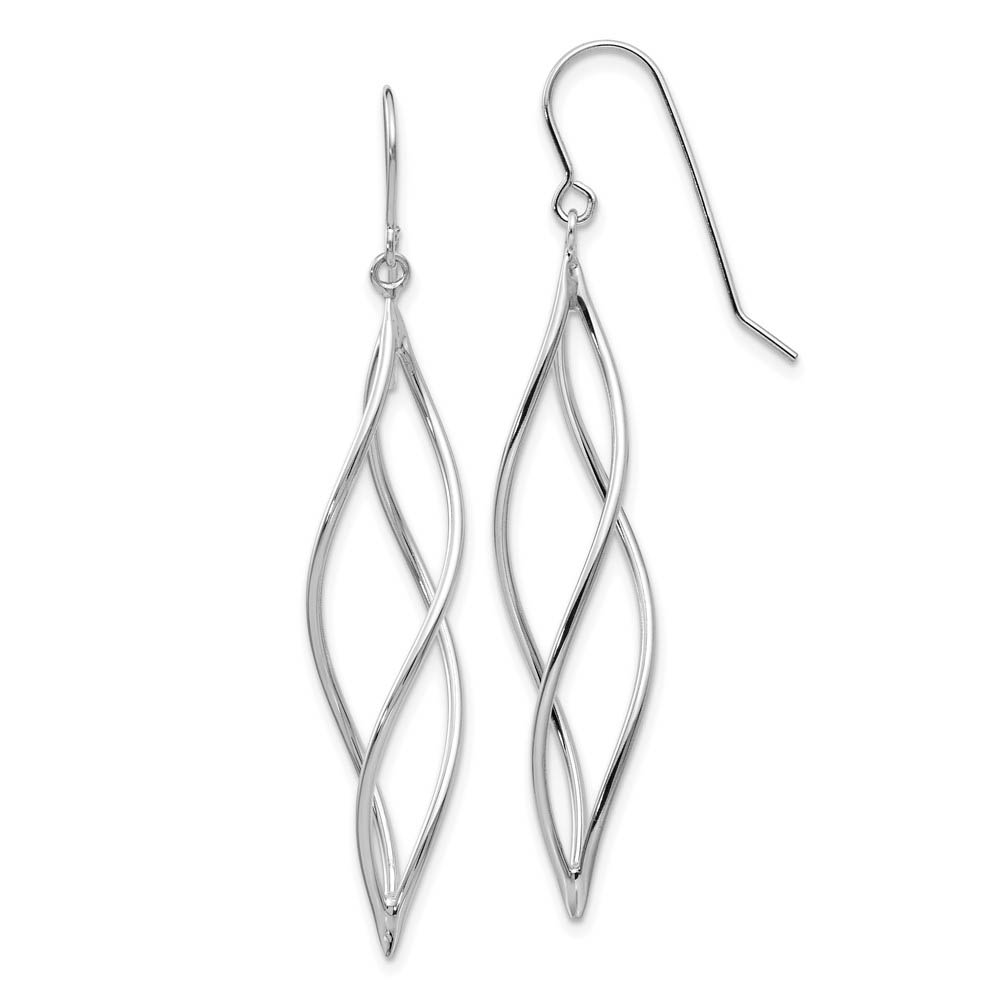 Long Twisted Dangle Earrings in 14k White Gold