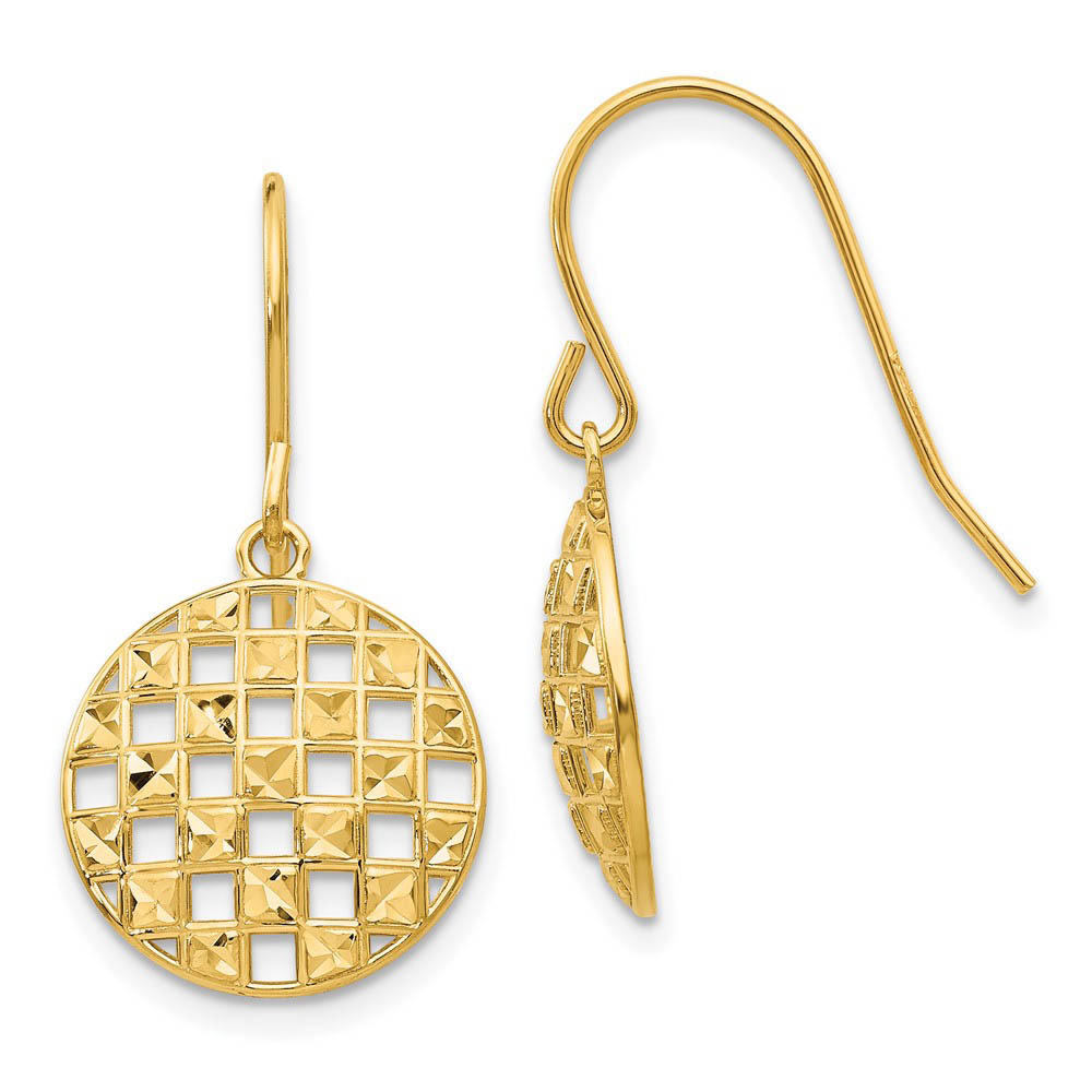 Circle Cut Out Drop Earrings in 14k Yellow Gold