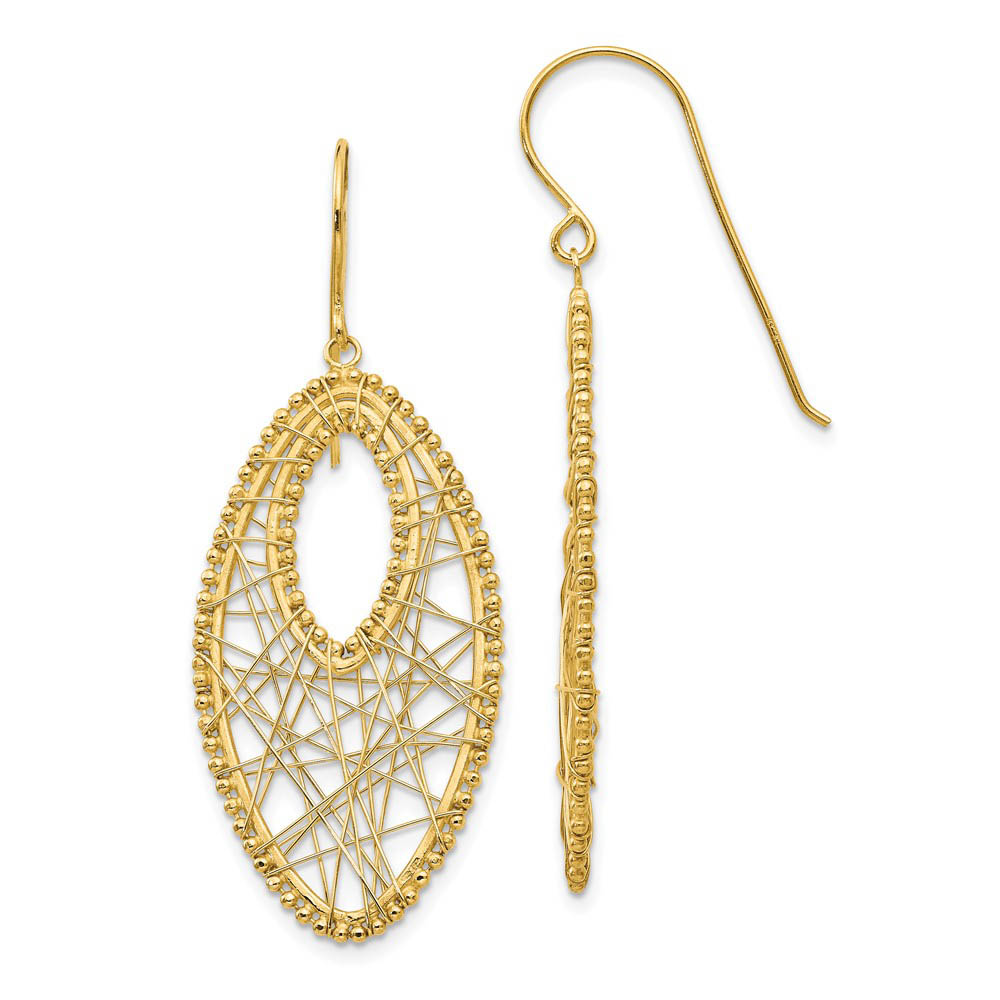 Oval Wire Wrapped Web Earrings in 14k Yellow Gold