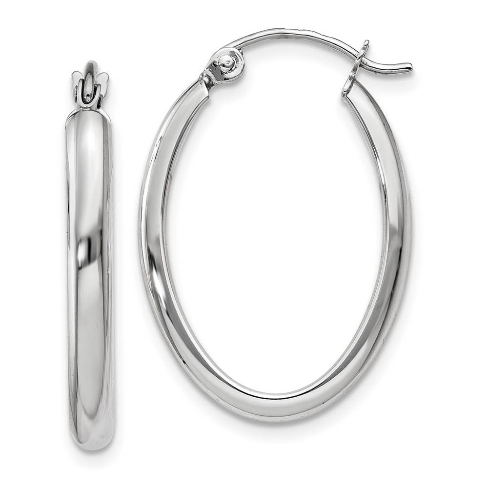 2.75mm, 14k White Gold Classic Oval Hoop Earrings, 22mm (7/8 Inch)