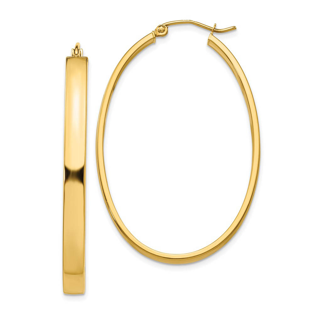 4mm, 14k Yellow Gold Oval Hoop Earrings, 45mm (1 3/4 Inch)