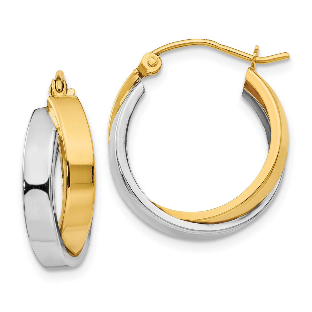 Crossover Double Round Hoops in 14k Two-tone Gold, 16mm (5/8 Inch)