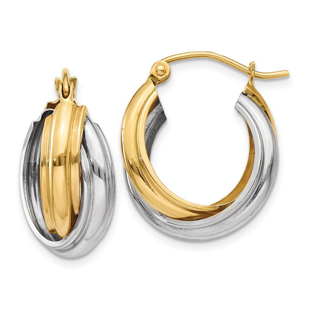 Crossover Double Hoops in 14k Two-tone Gold, 16mm (5/8 Inch)