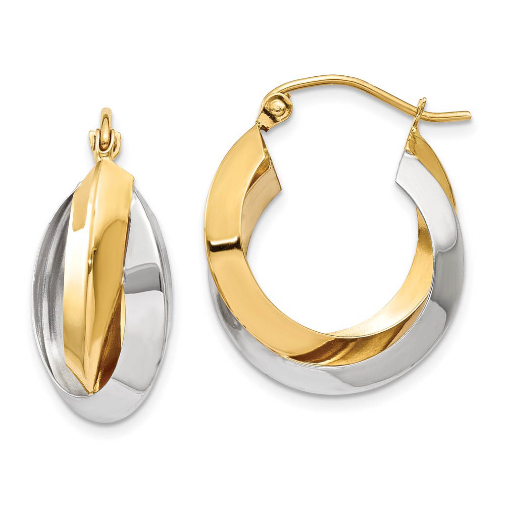 Knife-edged Double Hoops in 14k Two-tone Gold, 20mm (3/4 Inch)