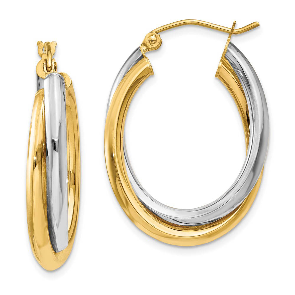 Crossover Double Oval Hoops in 14k Two-tone Gold, 25mm (1 Inch)