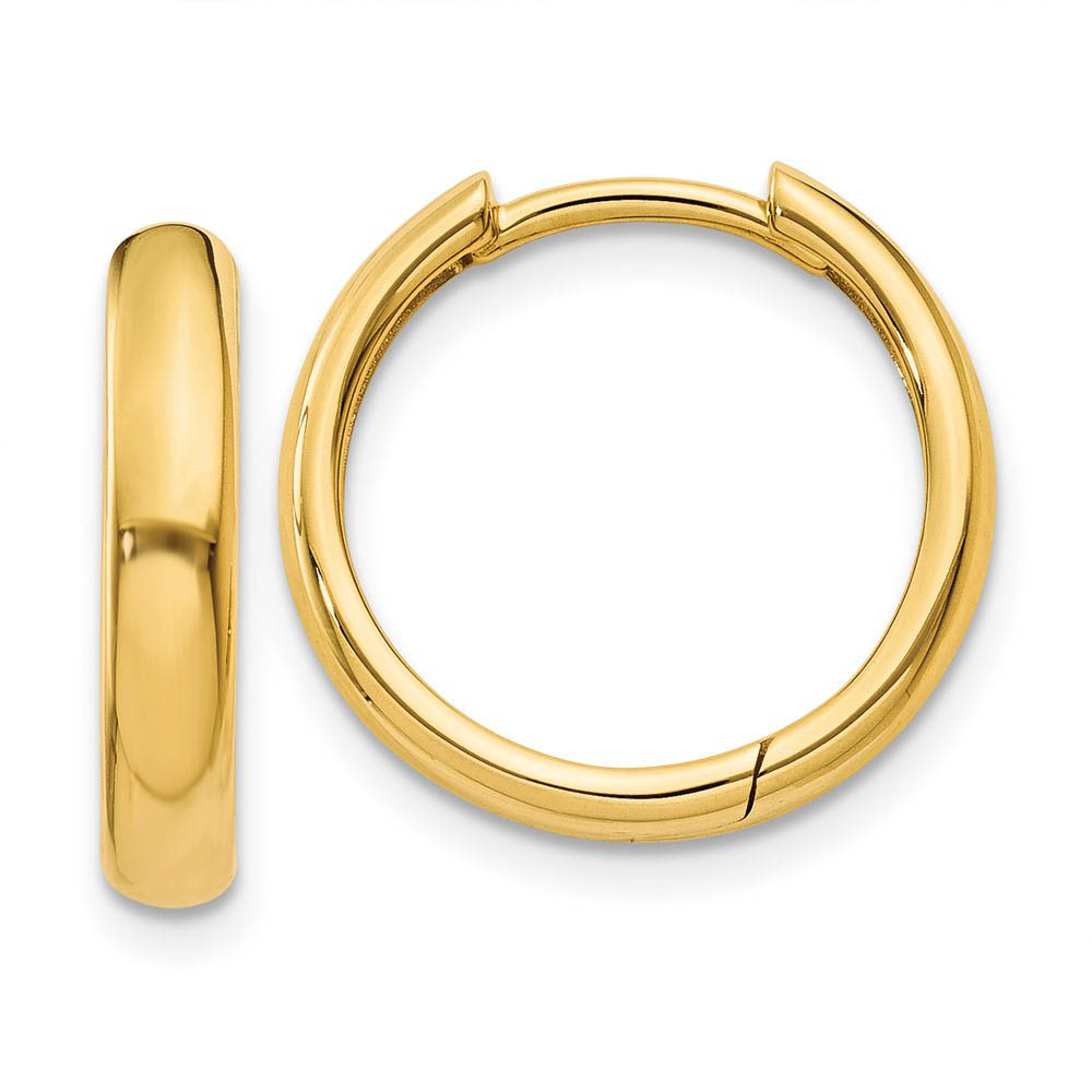 Hinged Huggie Round Hoop Earrings in 14k Yellow Gold, 15mm (9/16 Inch)