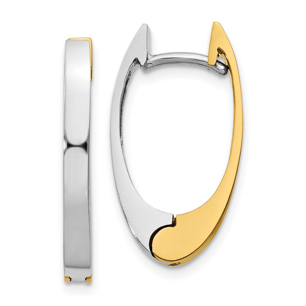 Two-Tone Hinged Oval Hoop Earrings in 14k Gold, 22mm (7/8 Inch)