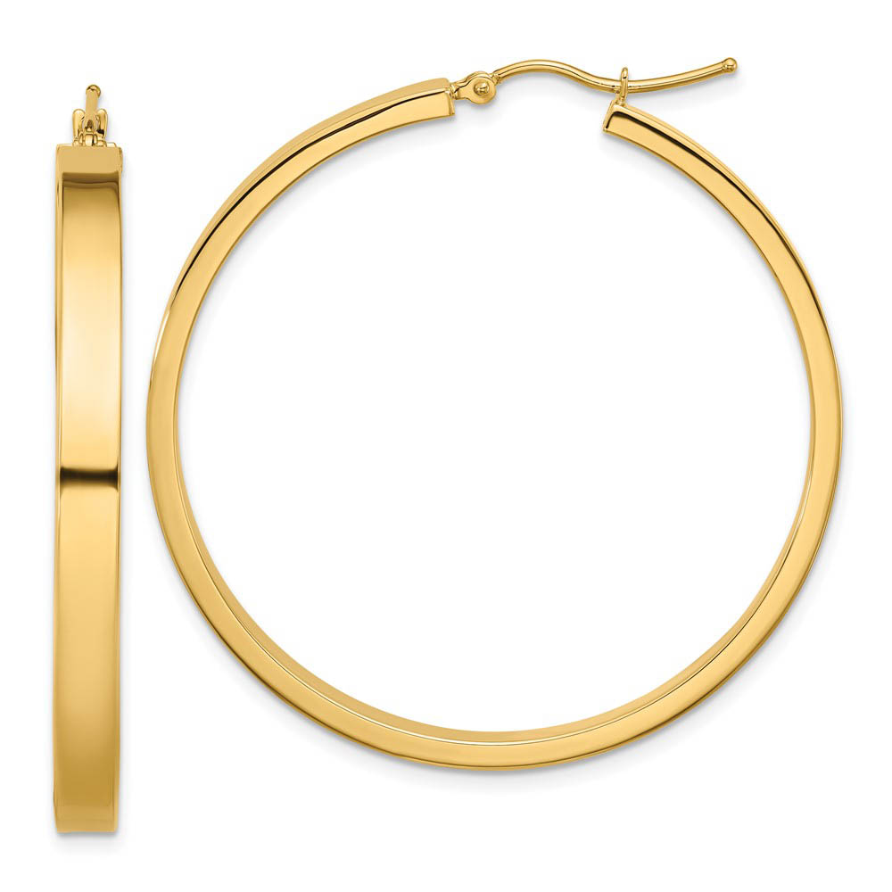 4mm, 14k Yellow Gold Polished Round Hoop Earrings, 45mm (1 3/4 Inch)