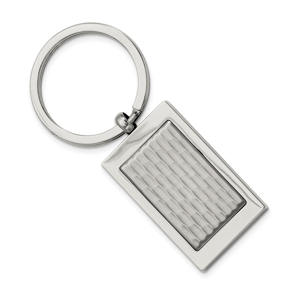 Polished and Textured Rectangular Stainless Steel Key Chain