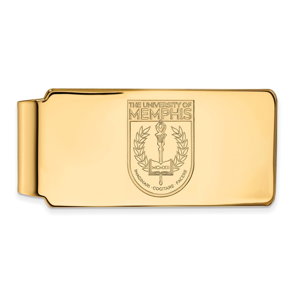 14k Yellow Gold U of Memphis Crest Money Clip