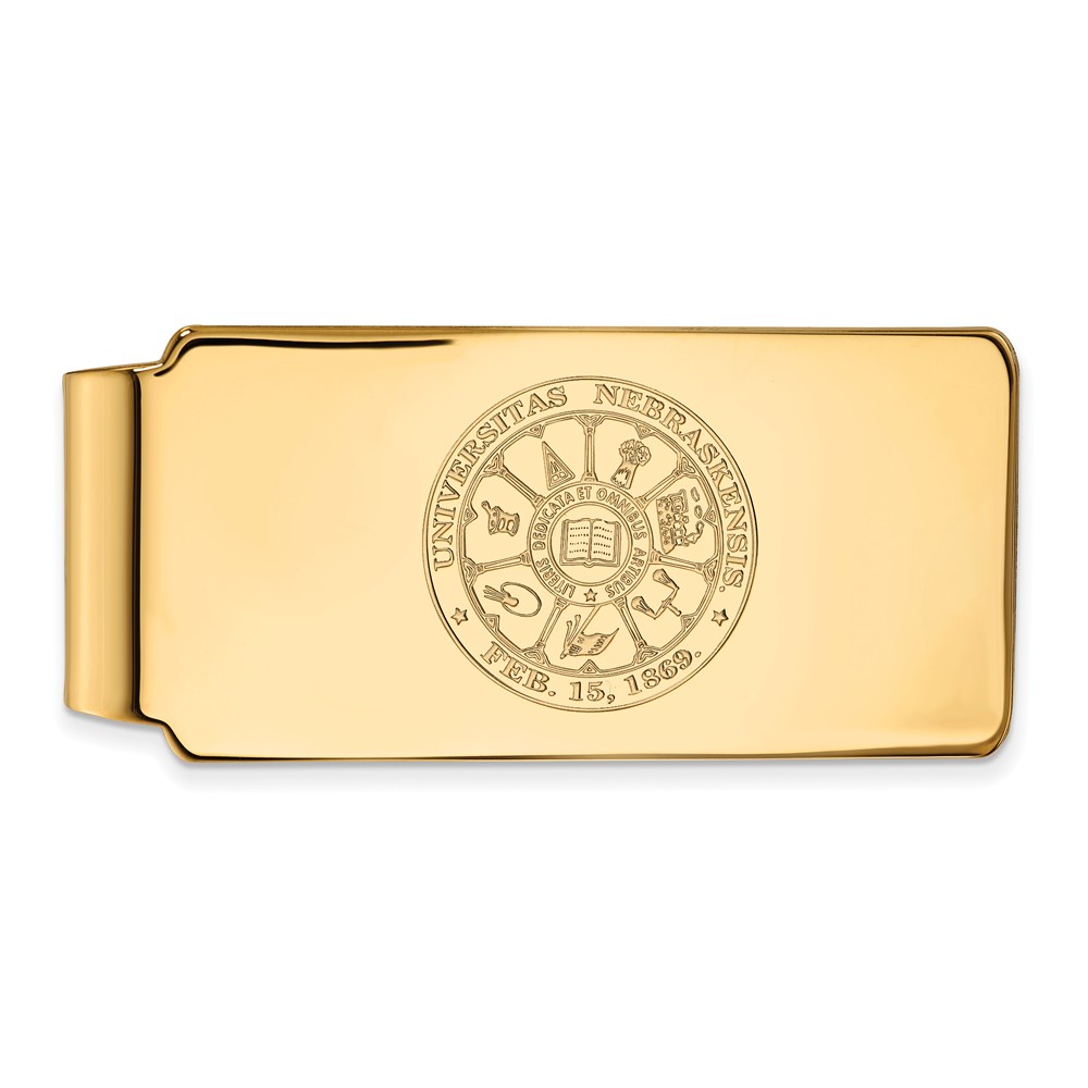 14k Gold Plated Silver U of Nebraska Crest Money Clip