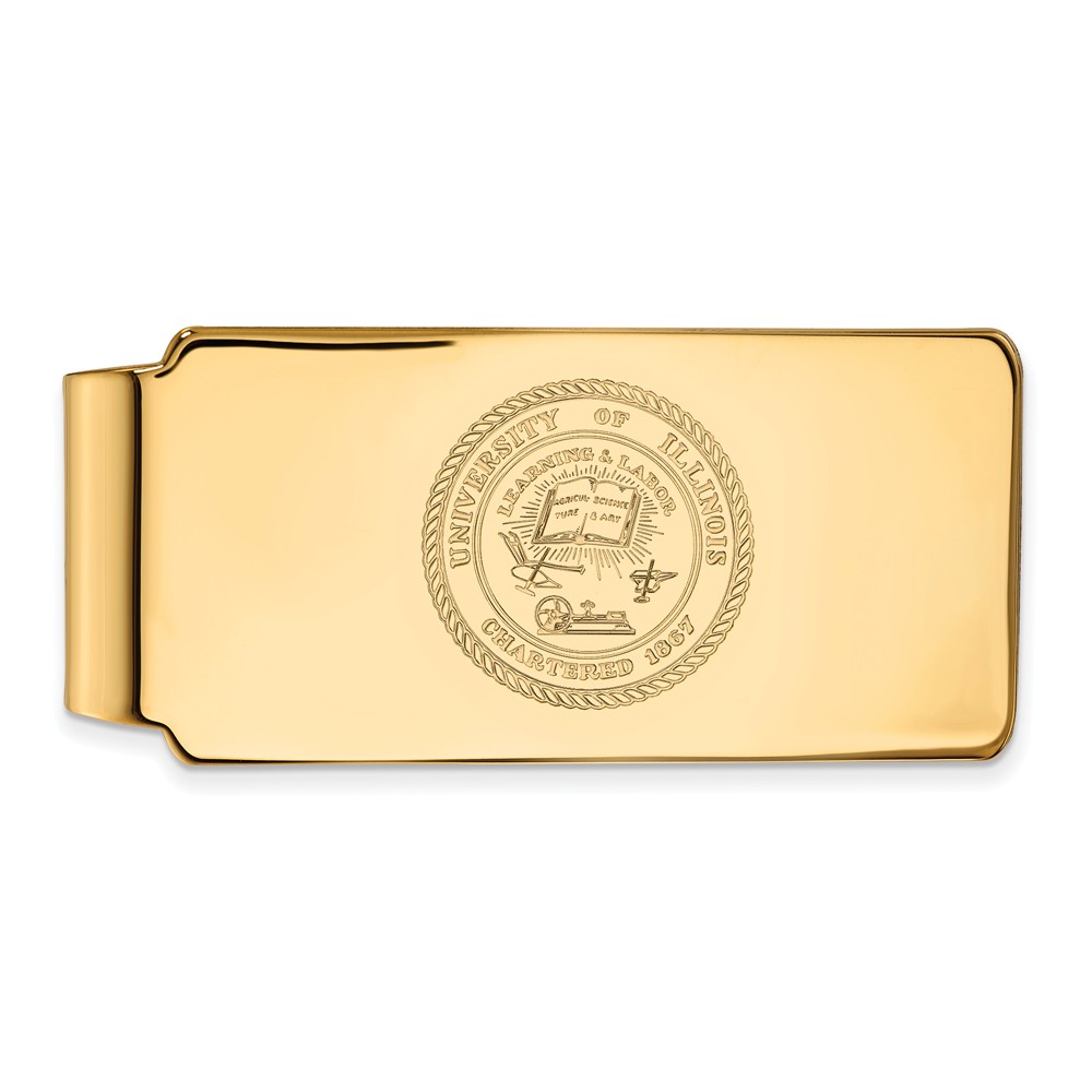 14k Gold Plated Silver U of Illinois Crest Money Clip