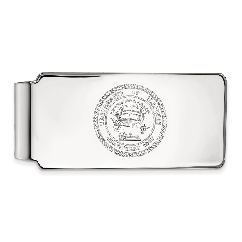 Sterling Silver U of Illinois Crest Money Clip