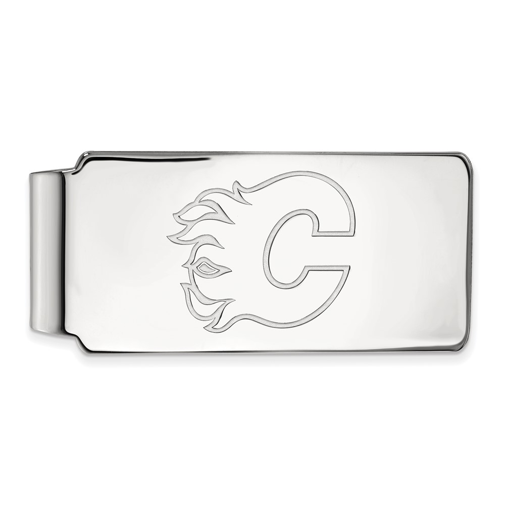 10k White Gold NHL Calgary Flames Money Clip