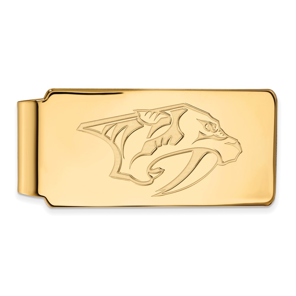 SS 14k Yellow Gold Plated NHL Nashville Predators Money Clip