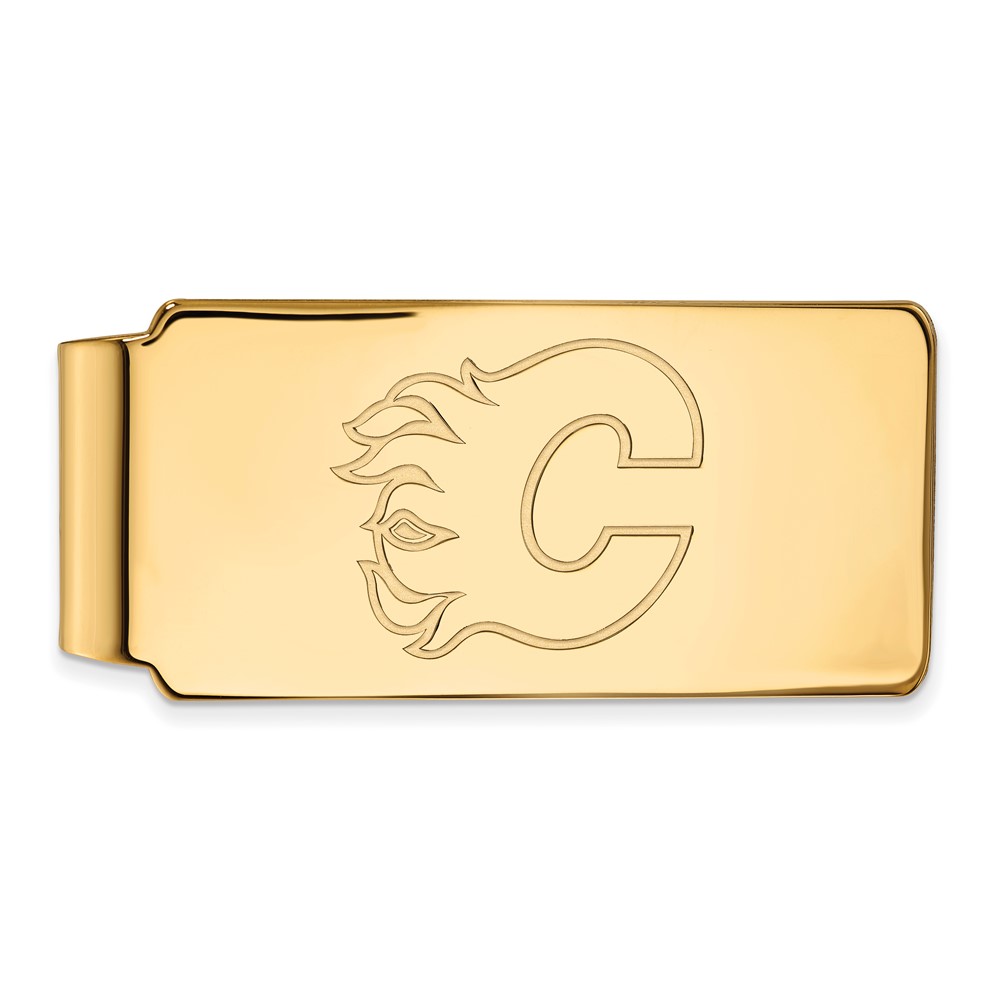 Sterling Silver 14k Yellow Gold Plated NHL Calgary Flames Money Clip