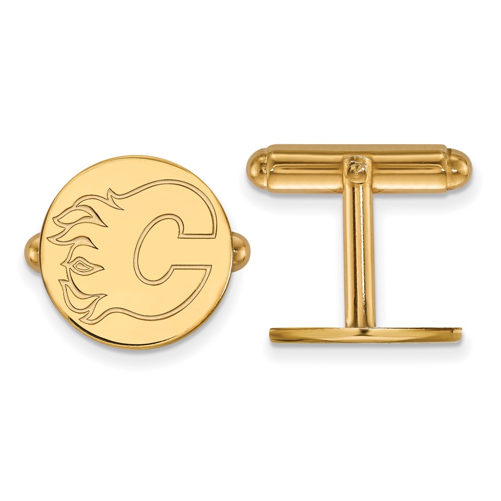 14k Yellow Gold NHL Calgary Flames Cuff Links