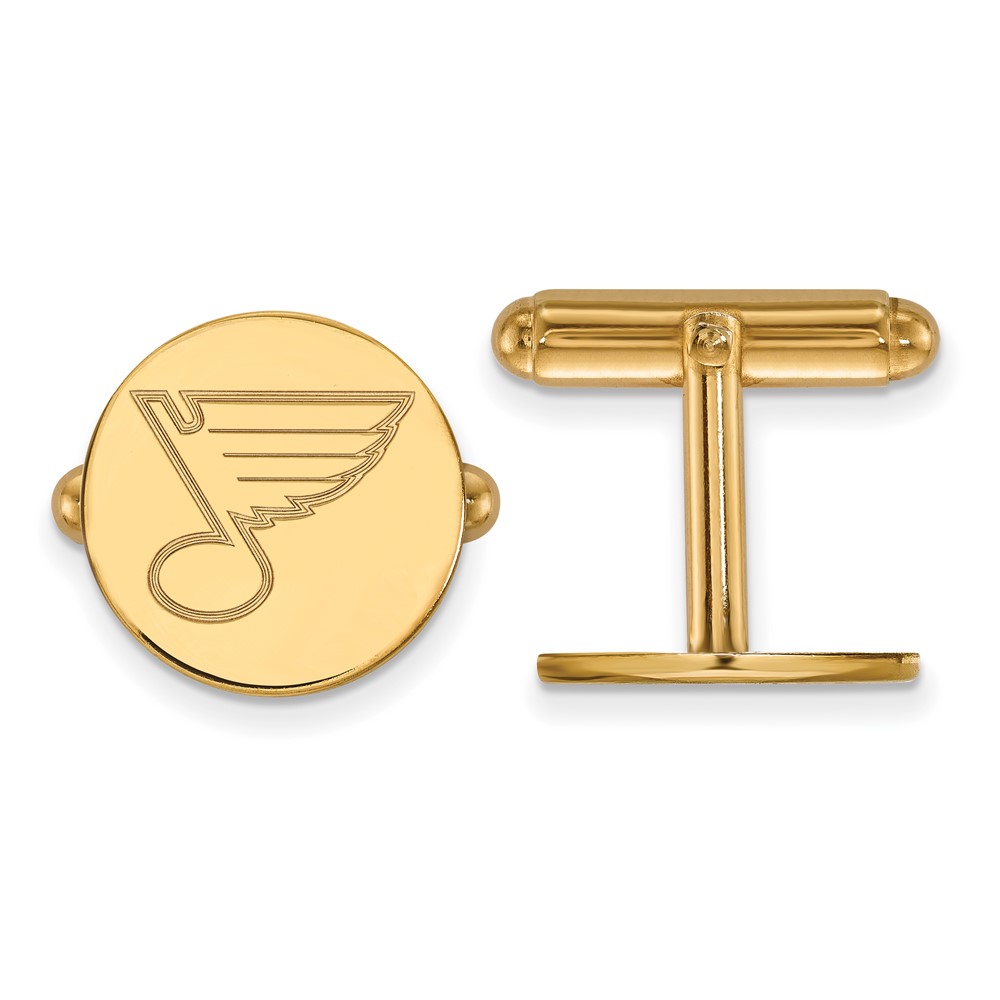 Sterling Silver 14k Yellow Gold Plated NHL St. Louis Blues Cuff Links