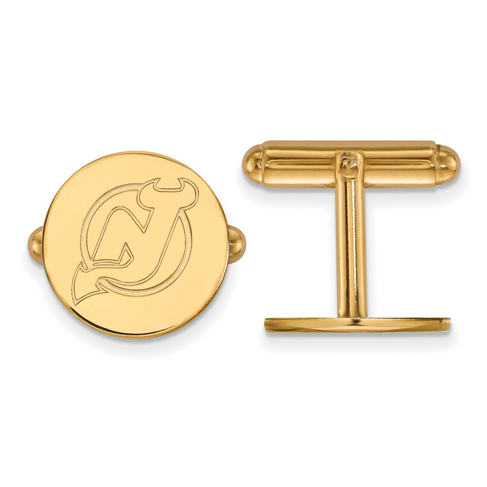 SS 14k Yellow Gold Plated NHL New Jersey Devils Cuff Links