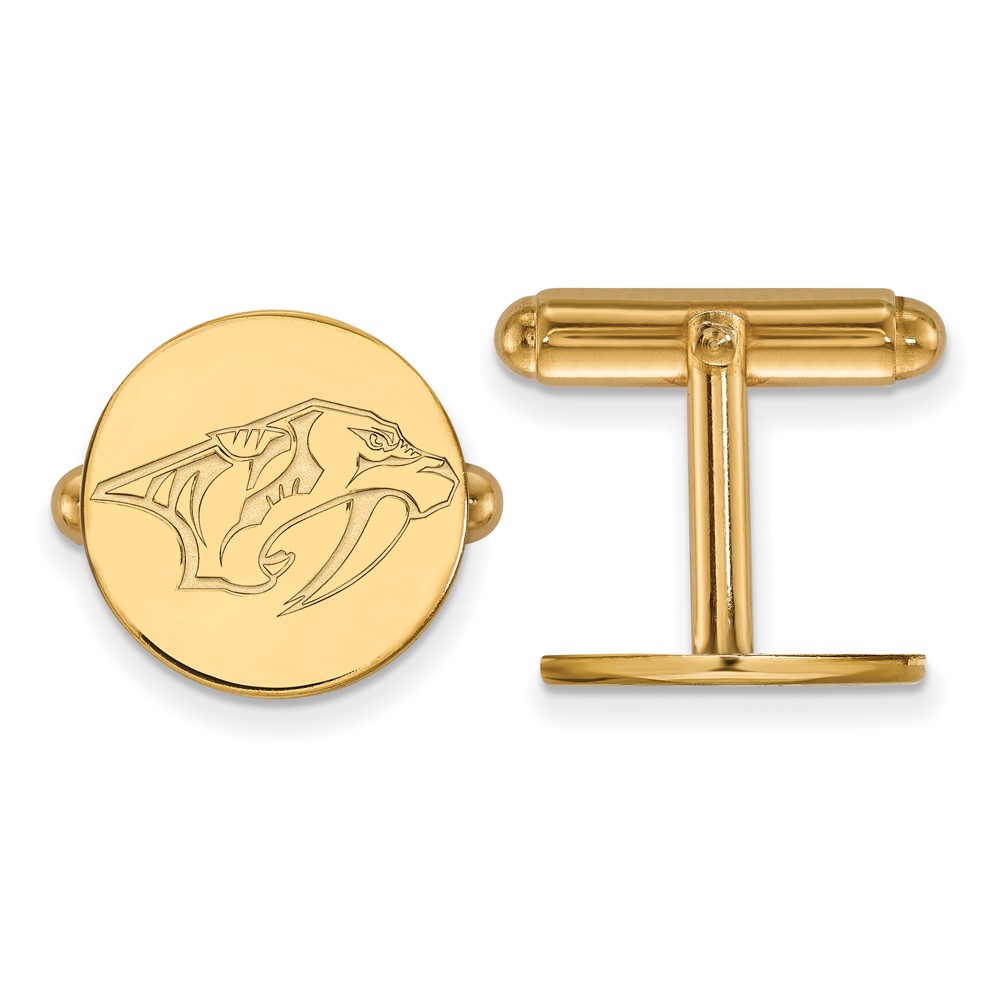 SS 14k Yellow Gold Plated NHL Nashville Predators Cuff Links