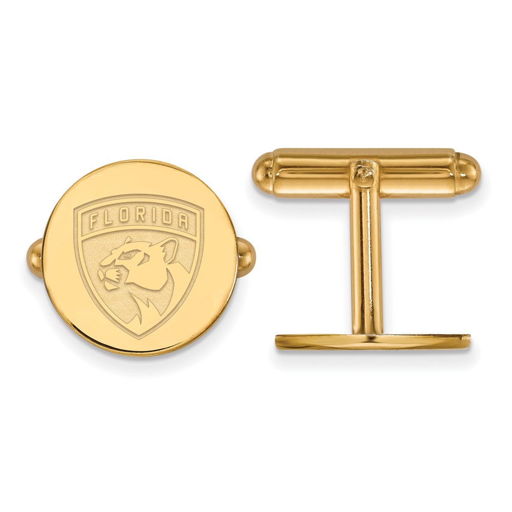 Sterling Silver 14k Yellow Gold Plated NHL Florida Panthers Cuff Links