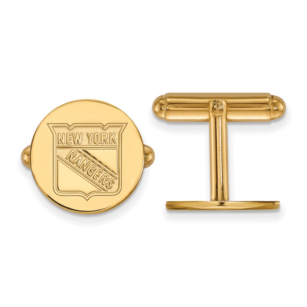 Sterling Silver 14k Yellow Gold Plated NHL New York Rangers Cuff Links