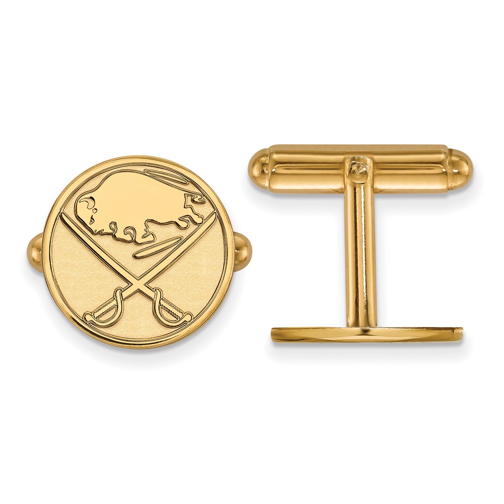 Sterling Silver 14k Yellow Gold Plated NHL Buffalo Sabres Cuff Links
