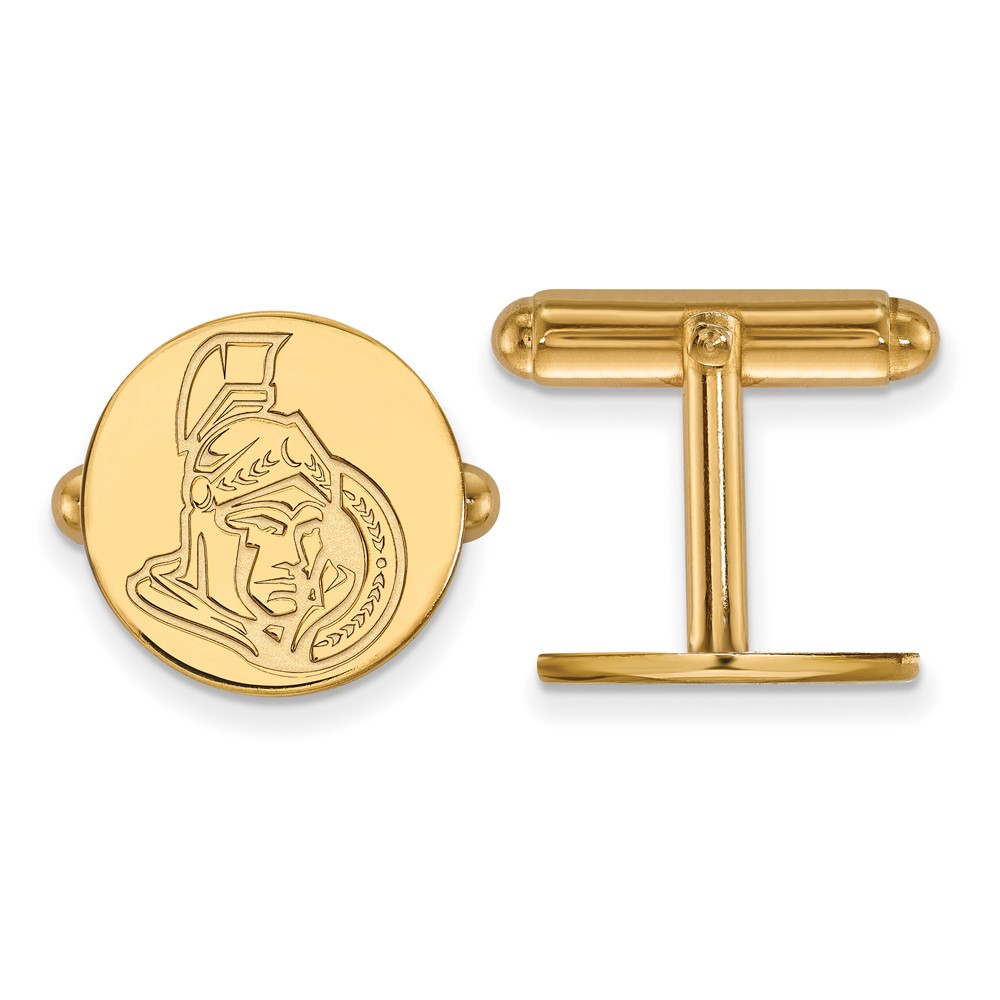 Sterling Silver 14k Yellow Gold Plated NHL Ottawa Senators Cuff Links