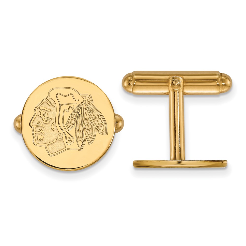 SS 14k Yellow Gold Plated NHL Chicago Blackhawks Cuff Links