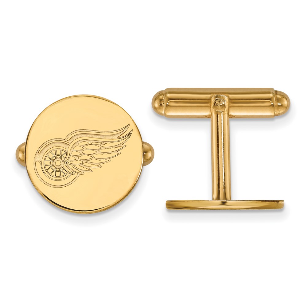 SS 14k Yellow Gold Plated NHL Detroit Red Wings Cuff Links