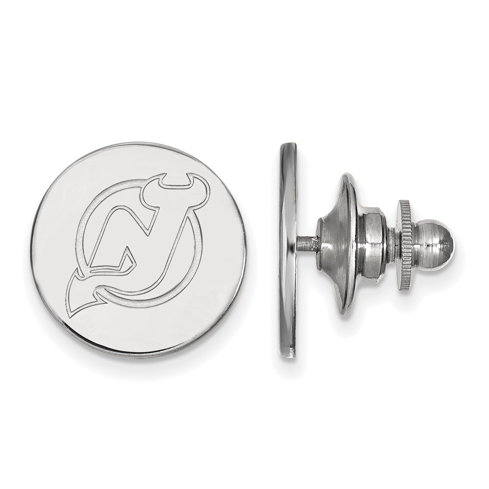 14k White Gold NHL New Jersey Devils Disc Lapel or Tie Pin