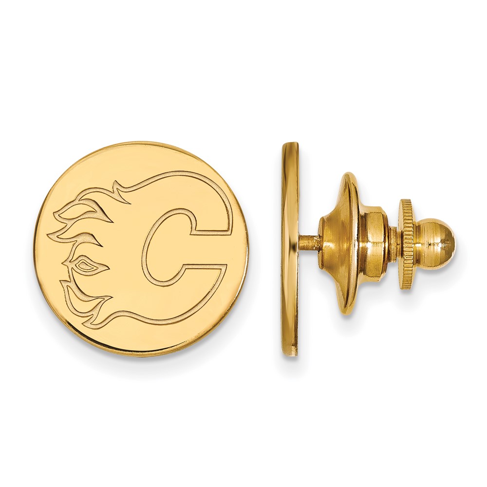14k Yellow Gold NHL Calgary Flames Disc Lapel or Tie Pin