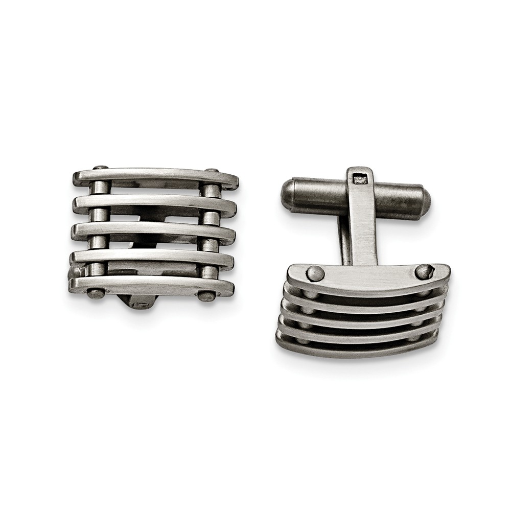 Men's Stainless Steel Grid Cuff Links, 13 x 19mm Men's Stainless Steel Grid Cuff Links, 13 x 19mm