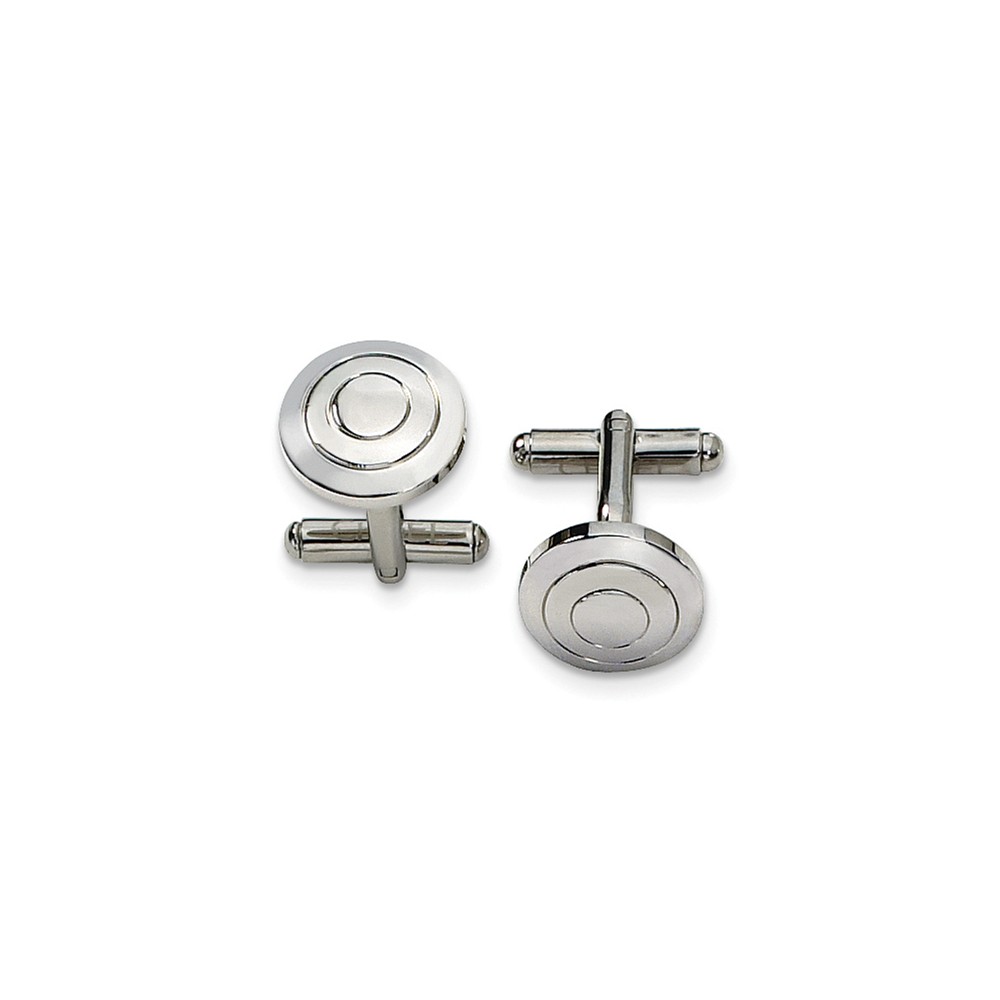 Men's Stainless Steel Circle Cuff Links, 15mm Men's Stainless Steel Circle Cuff Links, 15mm