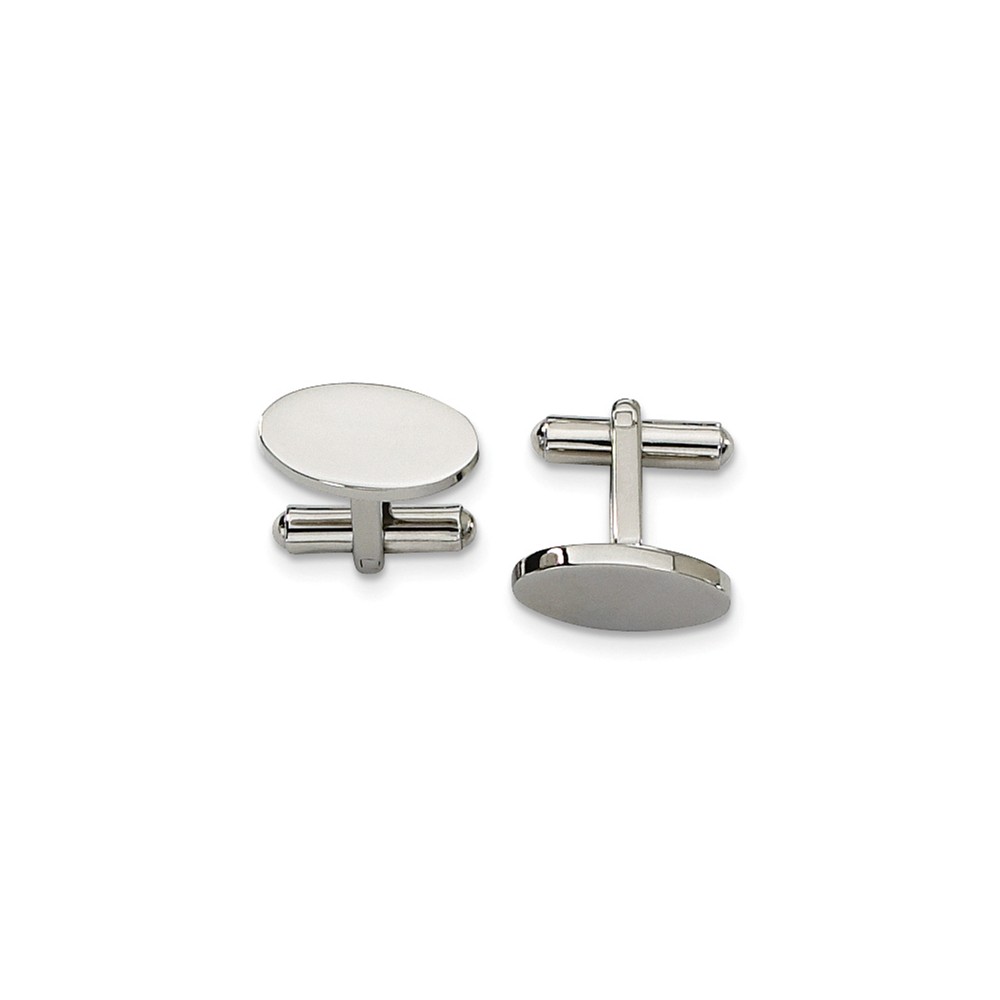 Men&#039;s Stainless Steel Polished Oval Cuff Links, 8 x 18mm