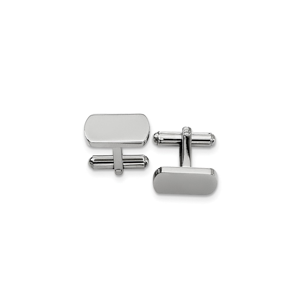 Men&#039;s Stainless Steel Polished Rectangular Cuff Links, 8 x 18mm