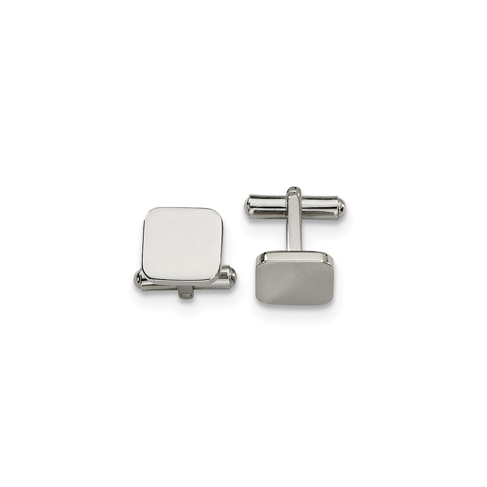 Men's Stainless Steel Polished Square Cuff Links, 13mm