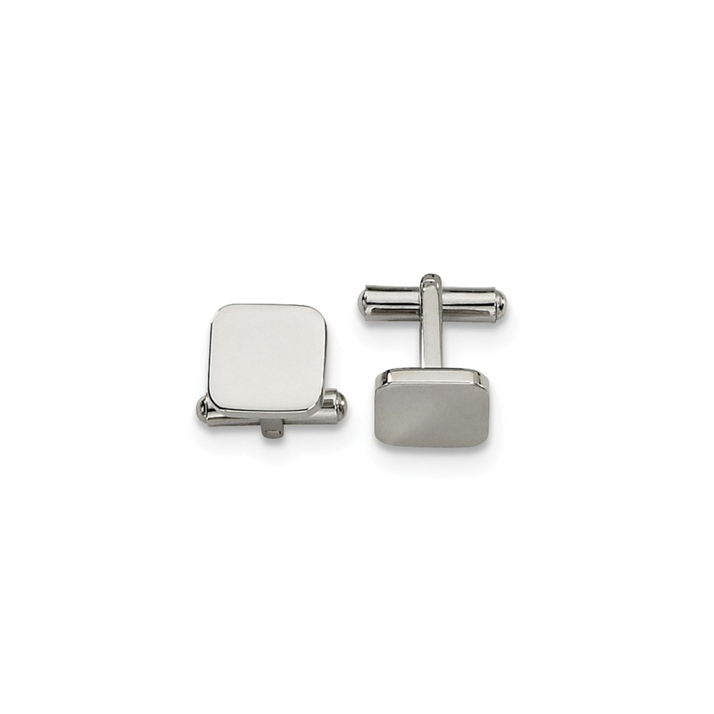 Men&#039;s Stainless Steel Polished Square Cuff Links, 13mm