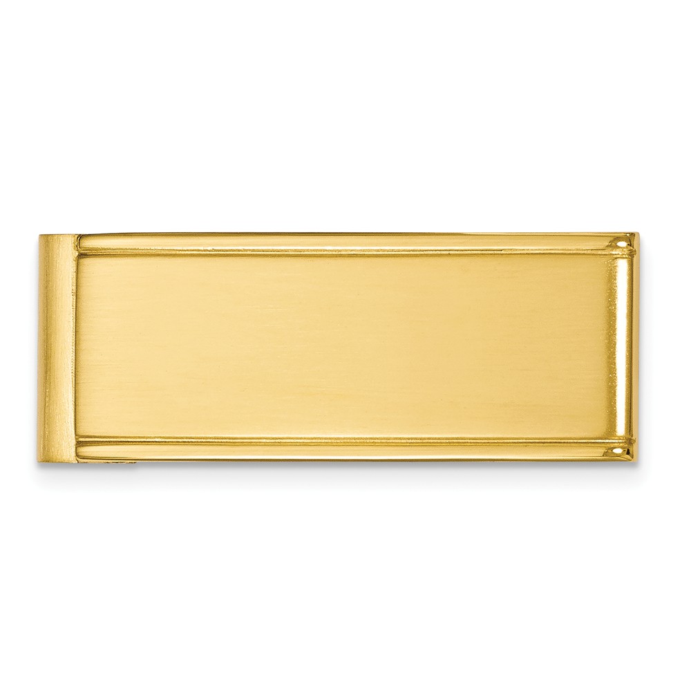 Men's Gold Tone Plated Stainless Steel Grooved Edge Money Clip