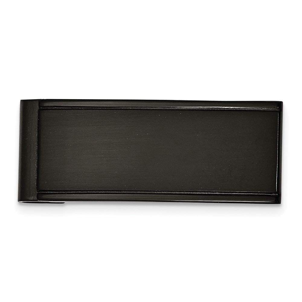 Men's Black-plated Stainless Steel Grooved Edge Money Clip