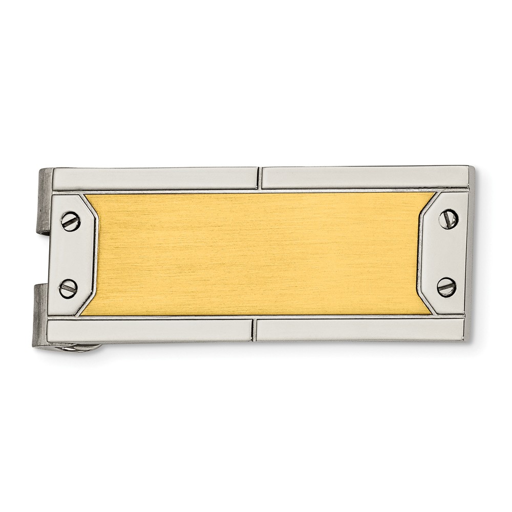 Men&#039;s Stainless Steel and 24k Gold-plated Money Clip