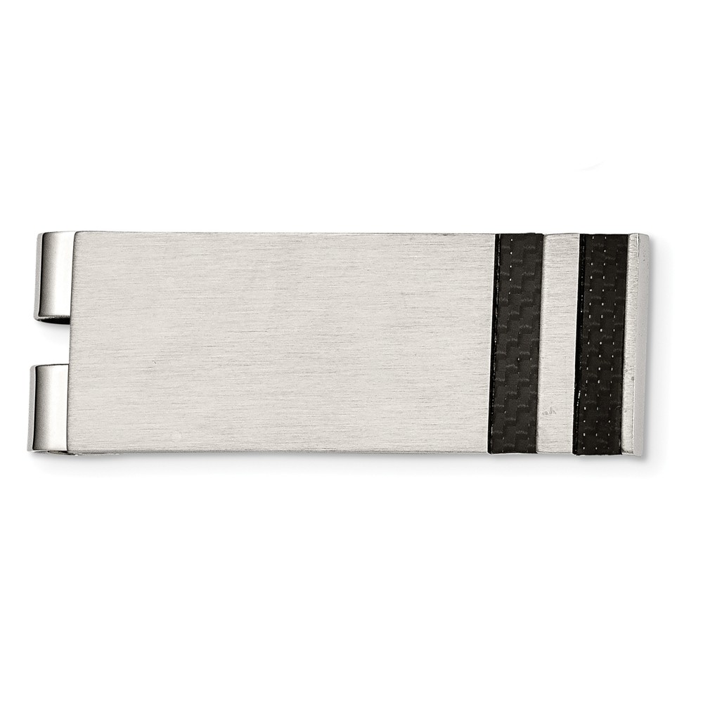 Men&#039;s Brushed Stainless Steel and Black Carbon Fiber Money Clip