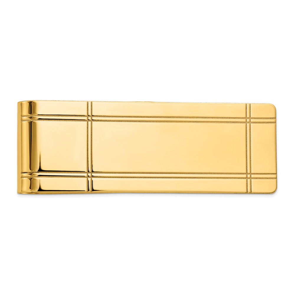 Men&#039;s 14k Yellow Gold Fold-Over Grooved Money Clip